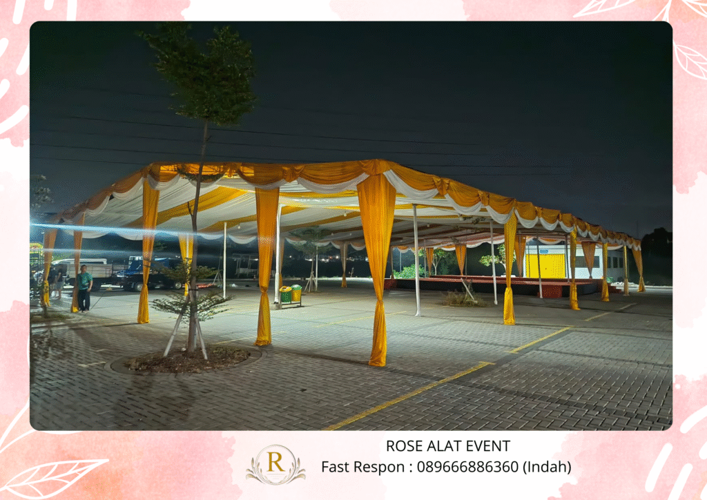 Jasa Sewa Tenda Serut Putih Kuning Area Songgom