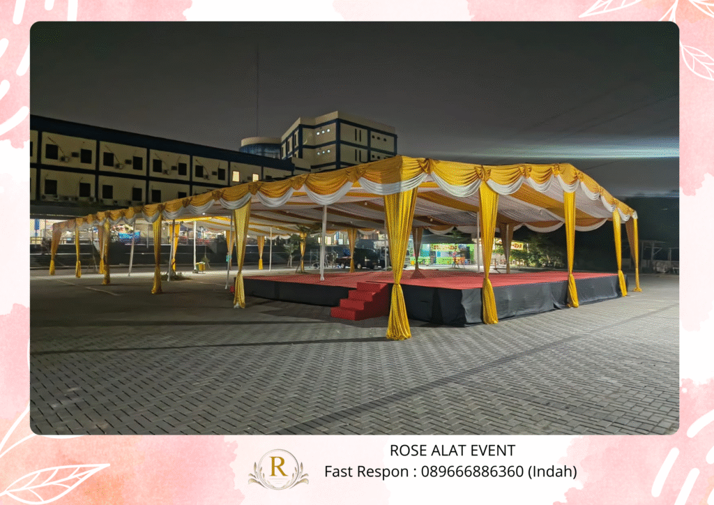 
Jasa Sewa Tenda Serut Putih Kuning Area Songgom