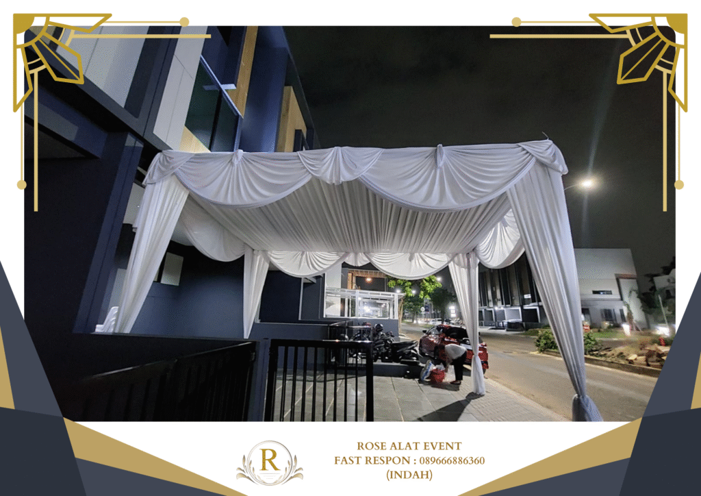 Jasa Rental Tenda Serut Putih Bersih Area Ketanggungan