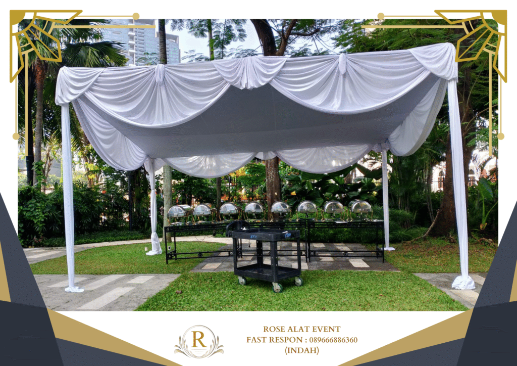 Jasa Rental Tenda Serut Putih Bersih Area Ketanggungan