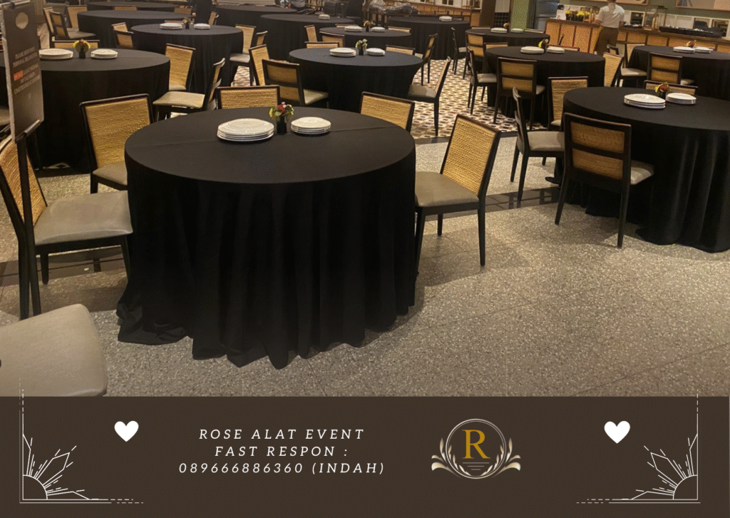 Rental Round Table Cover Hitam Berkualitas Area Bumiayu
