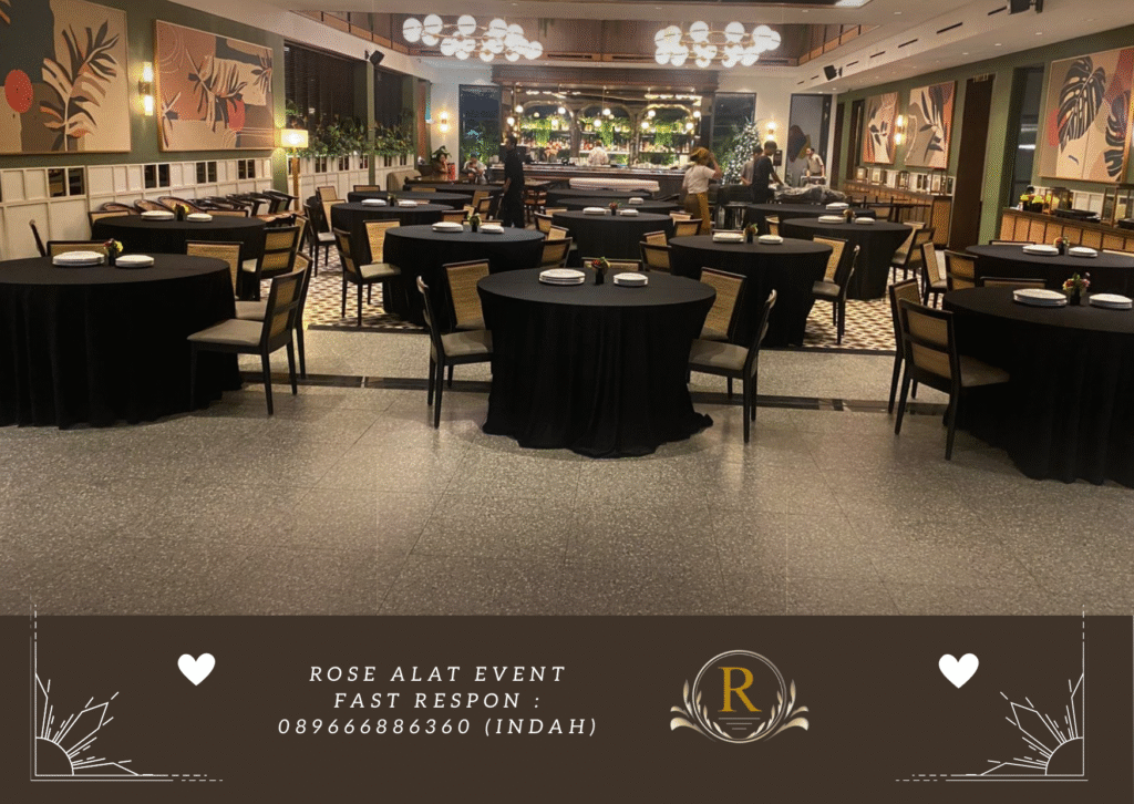 Rental Round Table Cover Hitam Berkualitas Area Bumiayu