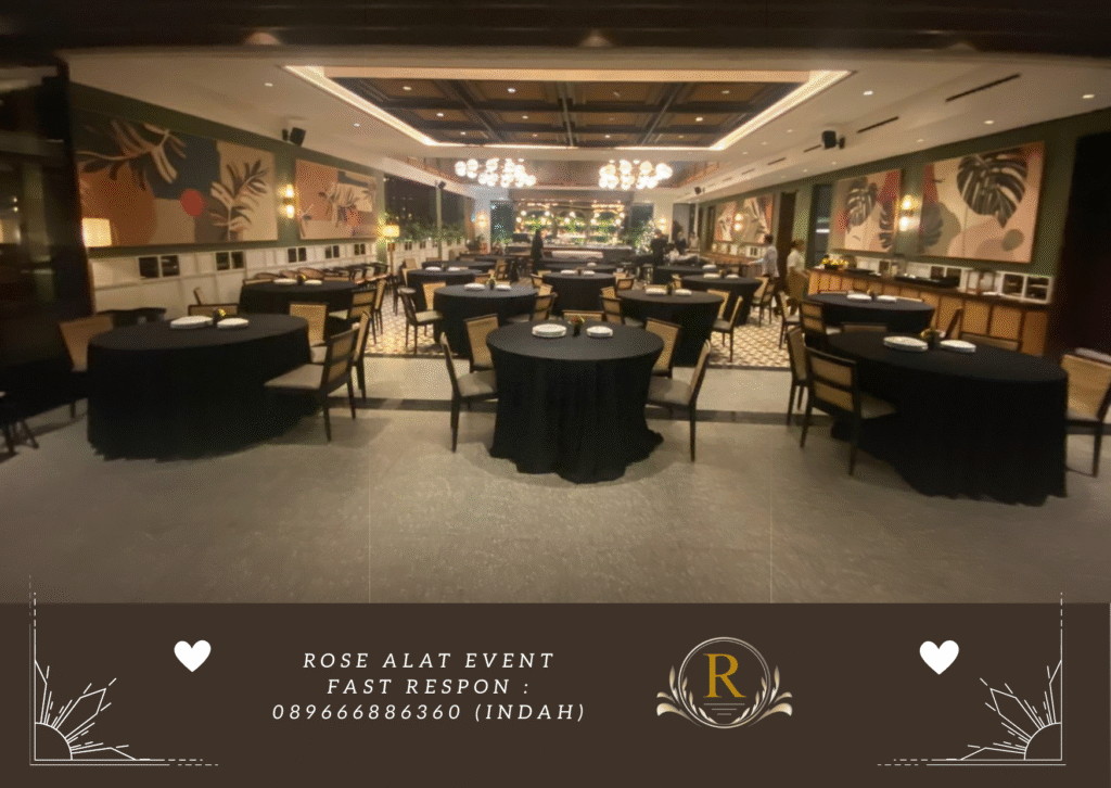 Rental Round Table Cover Hitam Berkualitas Area Bumiayu