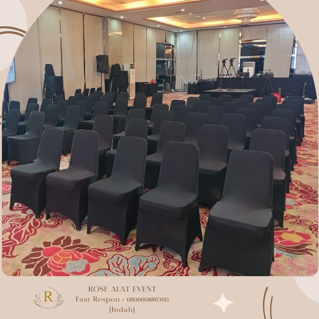 Sewa Kursi Susun Stainles Cover Strech Hitam Area Bumijawa