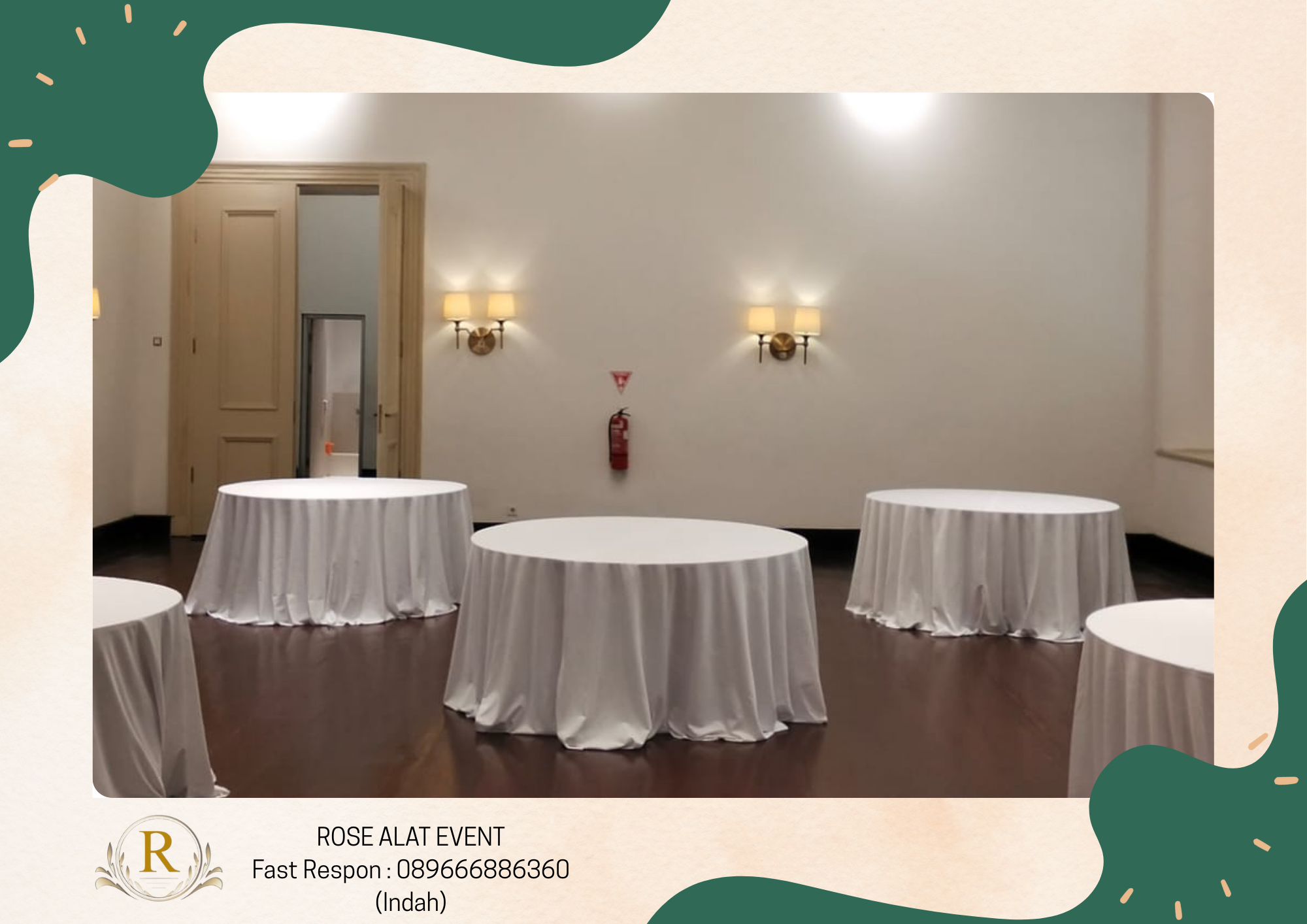 Pusat Sewa Round Table Cover Putih Free ongkir Bumiayu