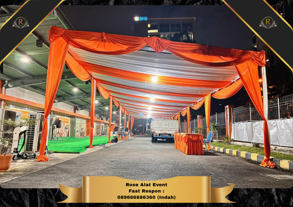 Gudang Sewa Tenda Serut Oren Dan Putih Area Sekitar Songgom