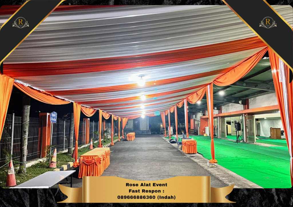 Gudang Sewa Tenda Serut Oren Dan Putih Area Sekitar Songgom