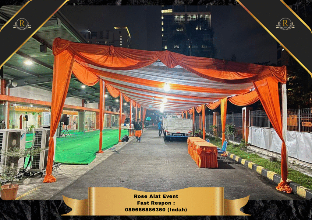Gudang Sewa Tenda Serut Oren Dan Putih Area Sekitar Songgom