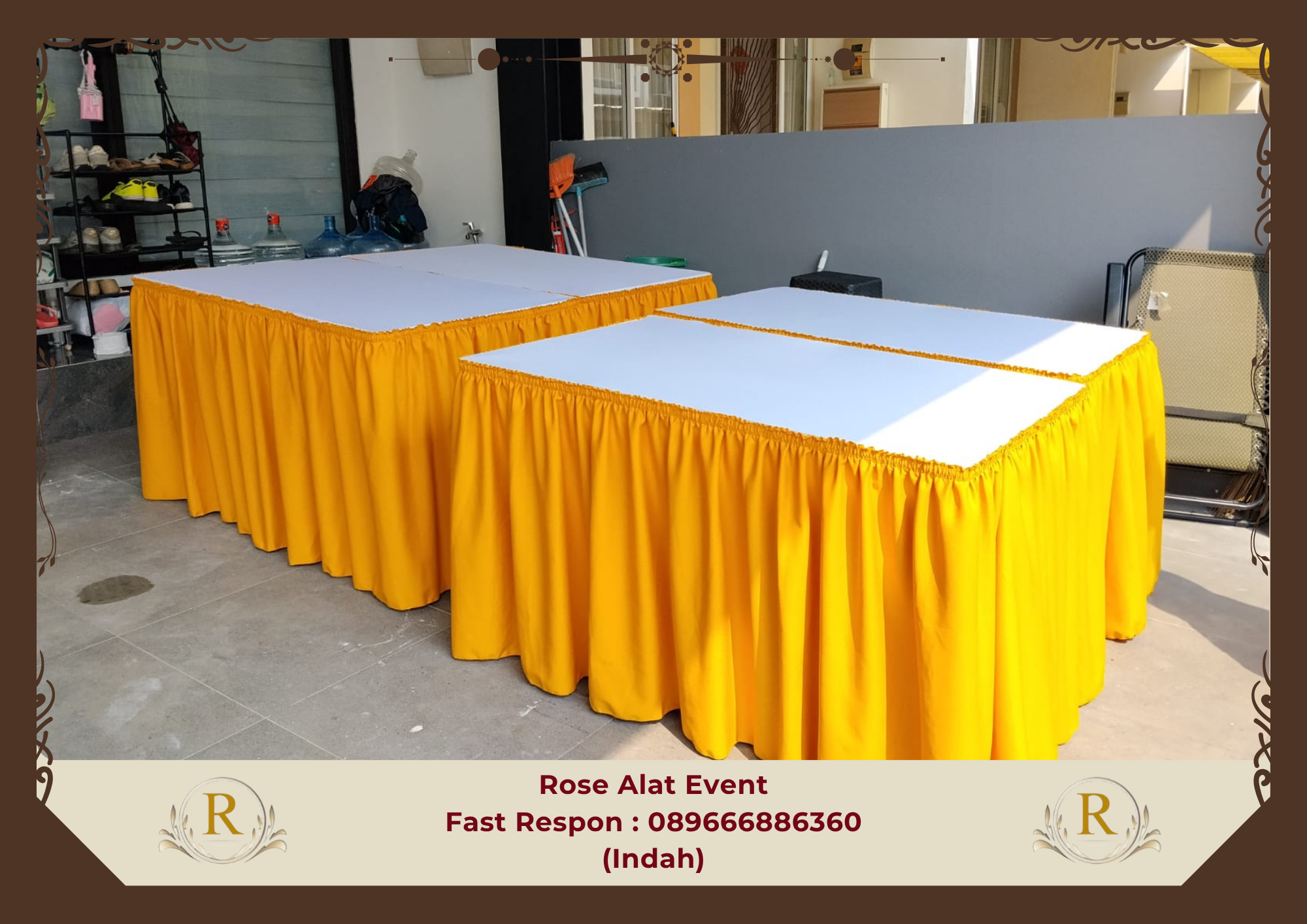 Sewa Meja Aneka Warna Cover Mewah Dan Elegant Slawi