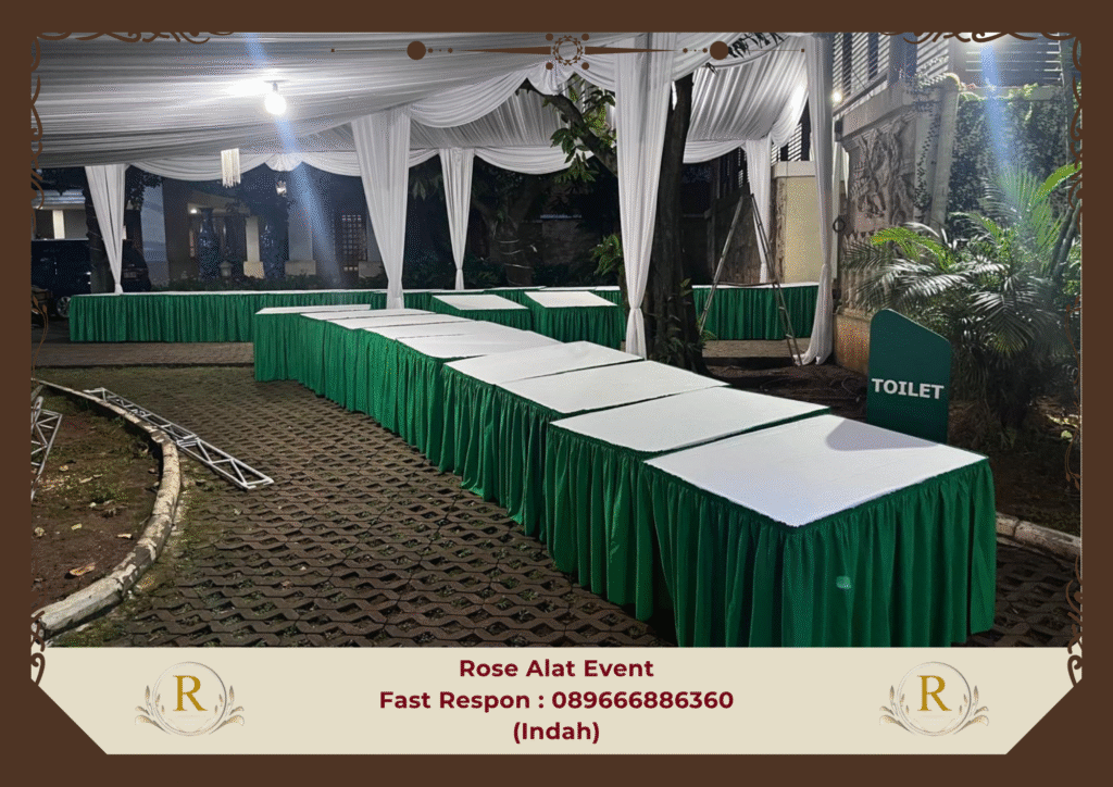 Sewa Meja Aneka Warna Cover Mewah Dan Elegant Slawi