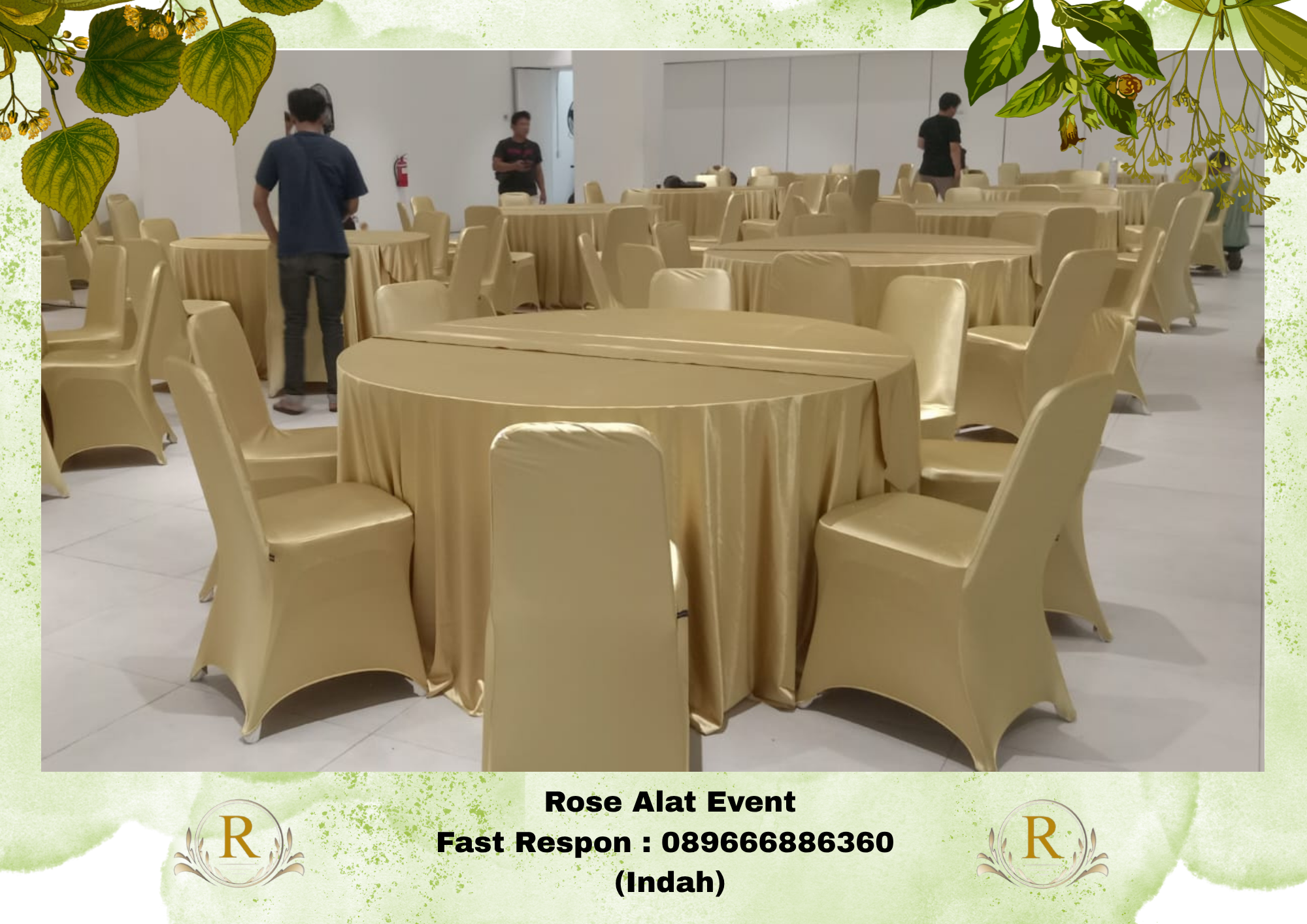 Sewa Meja Dan Kursi Cover Gold Area Kersana