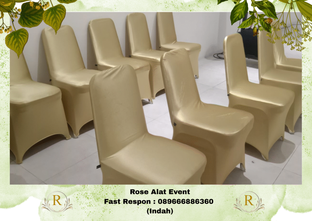 Sewa Meja Dan Kursi Cover Gold Area Kersana