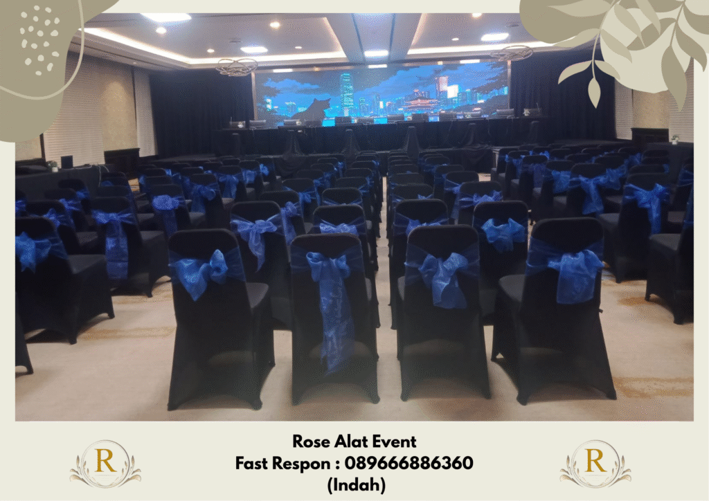 Rental Kursi Cover Hitam Pita Biru Area Margasari