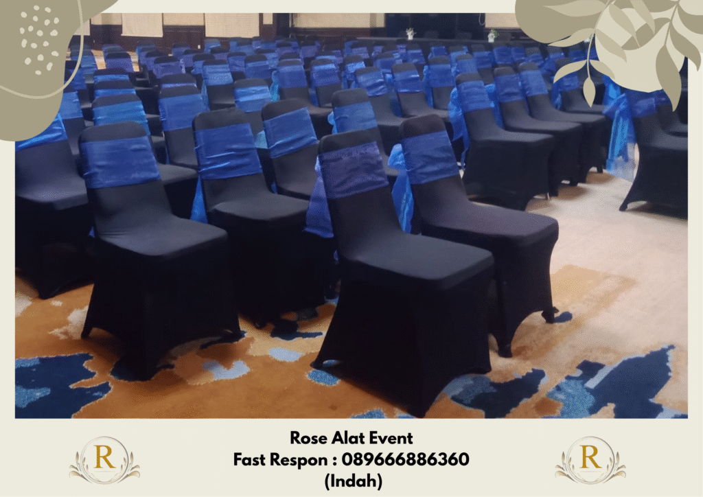 Rental Kursi Cover Hitam Pita Biru Area Margasari